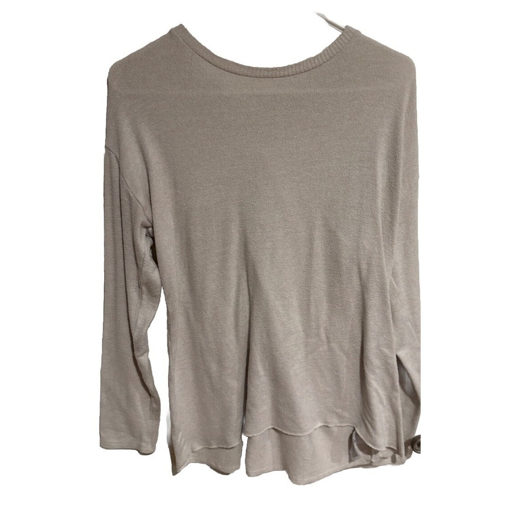 American Eagle Soft & Sexy Beige Long-Sleeved Women Medium Shirt Open Tie Back